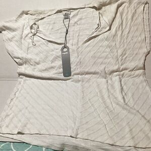 XCVI White  beige textured Sheer Top